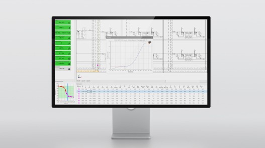 Monitor zeigt Diagramm-Ansicht aus Dendrit STUDIO im digitalen Zwilling mit optimierten Betriebszuständen der Trinkwasserinstallation