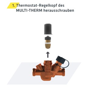 Upgrade Multi-Therm-Pro – View unscrewing the thermostat balancing bonnet of the Multi-Therm | Kemper Group