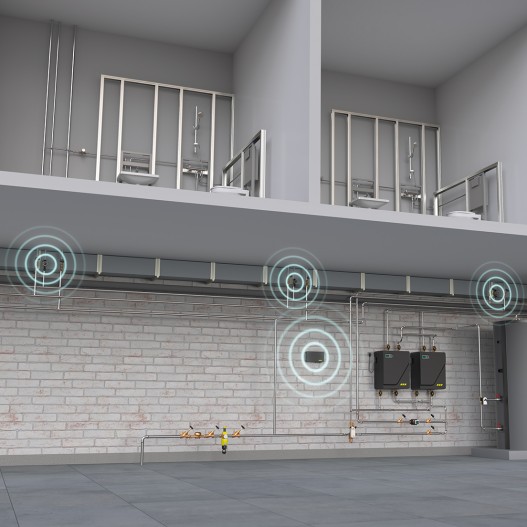 Vue des vannes de régulation numériques MULTI-THERM PRO communiquant entre elles par radio | Groupe Kemper