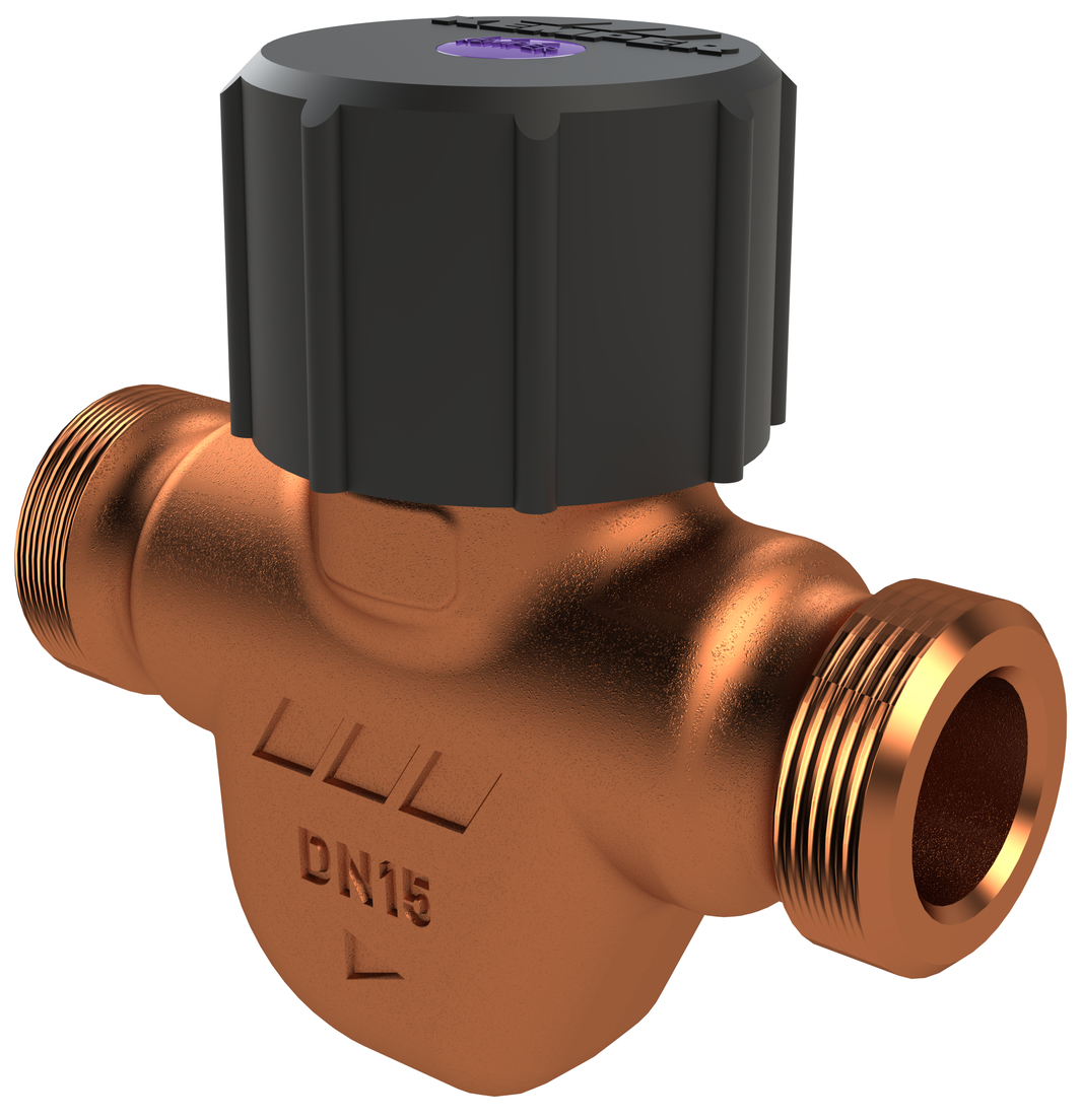 ETA-THERM thermostatic balancing valve, union thread, 56 °C - 58 °C, figure 130 0G