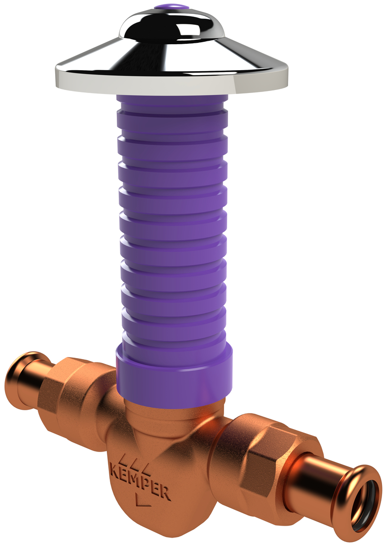 UP-ETA-THERM termostatisk reguleringsventil, 56 °C til 58 °C, MAPRESS, for indmuring, Figur 542 02